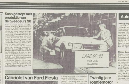 PersoverdeSaab90productiestopartikel1987 Pers over de Saab 90 - Productiestop artikel 1987