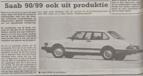 PersoverdeSaab90saab90productiegestopt Pers over de Saab 90 - artikel Productie Gestopt