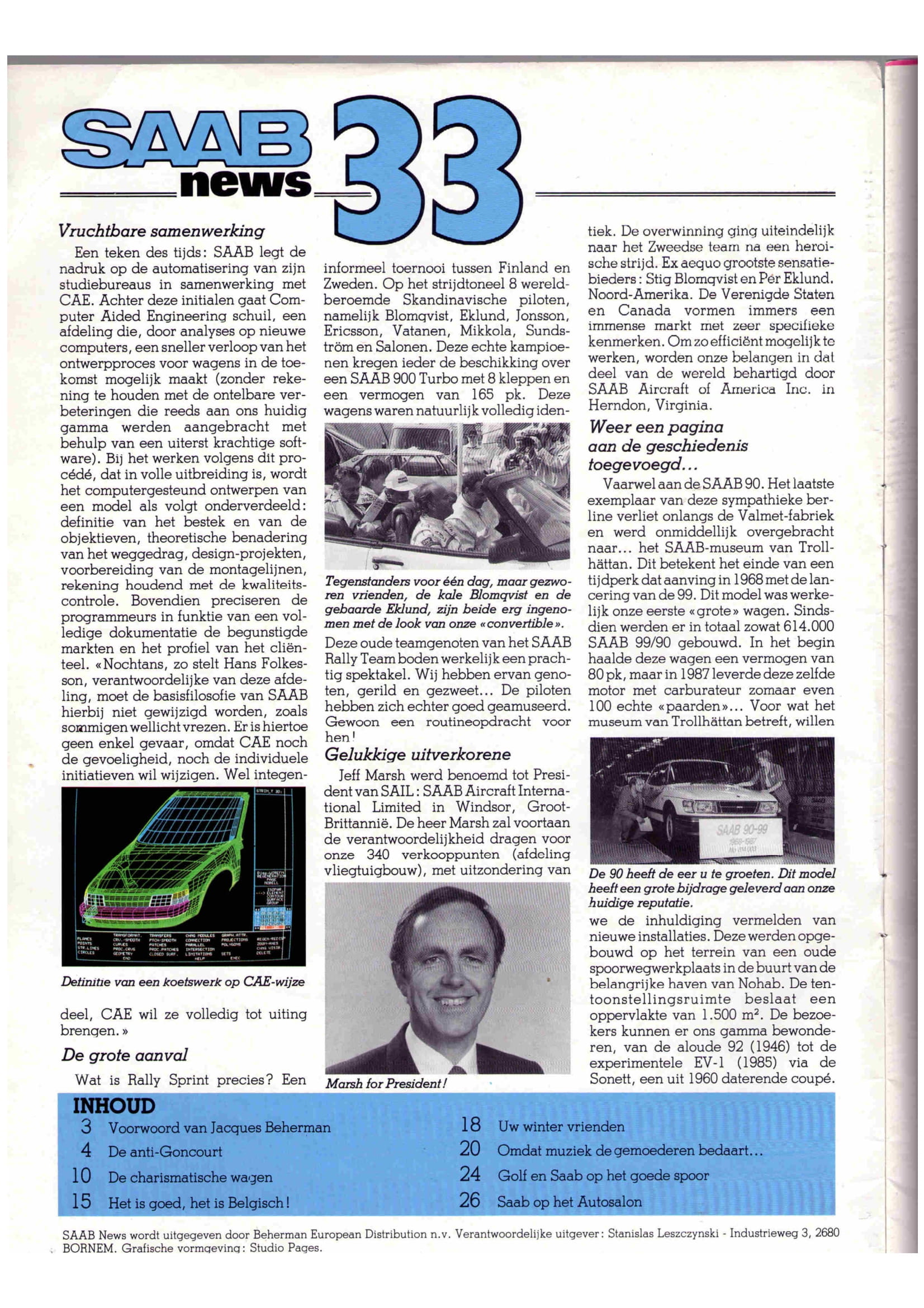Saab News 1e tremester 1988-1 Pers over de Saab 90 - Saab News 1e tremester 1988