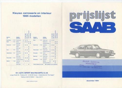 MY85 - Nieuwprijzen december 1984
